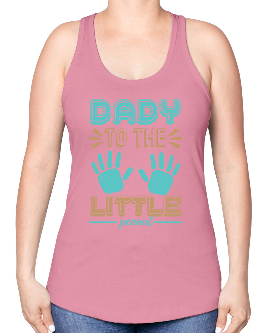 Dady to the Little Peanut Racerback Tank for baby shower, featuring a soft cotton-polyester blend and stylish design.