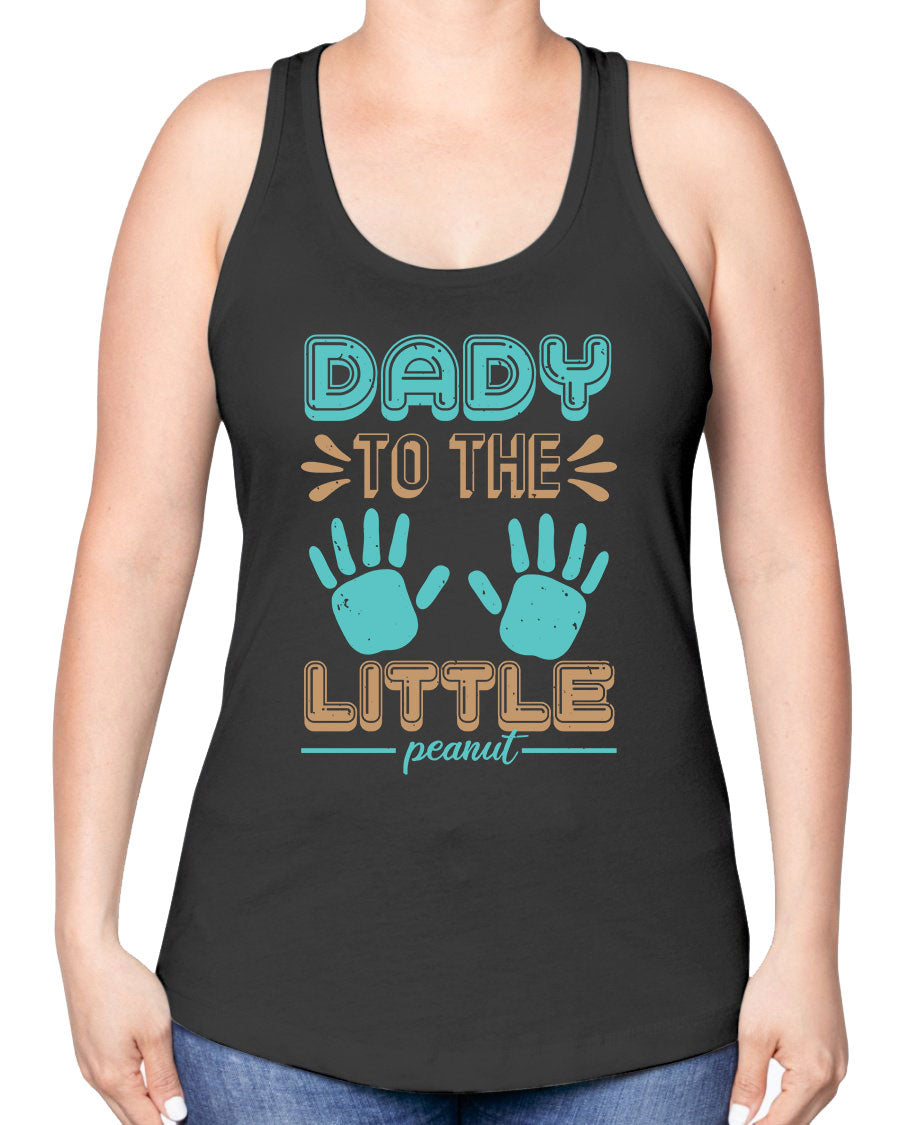 Dady to the Little Peanut Racerback Tank for baby shower, featuring a soft cotton-polyester blend and stylish design.