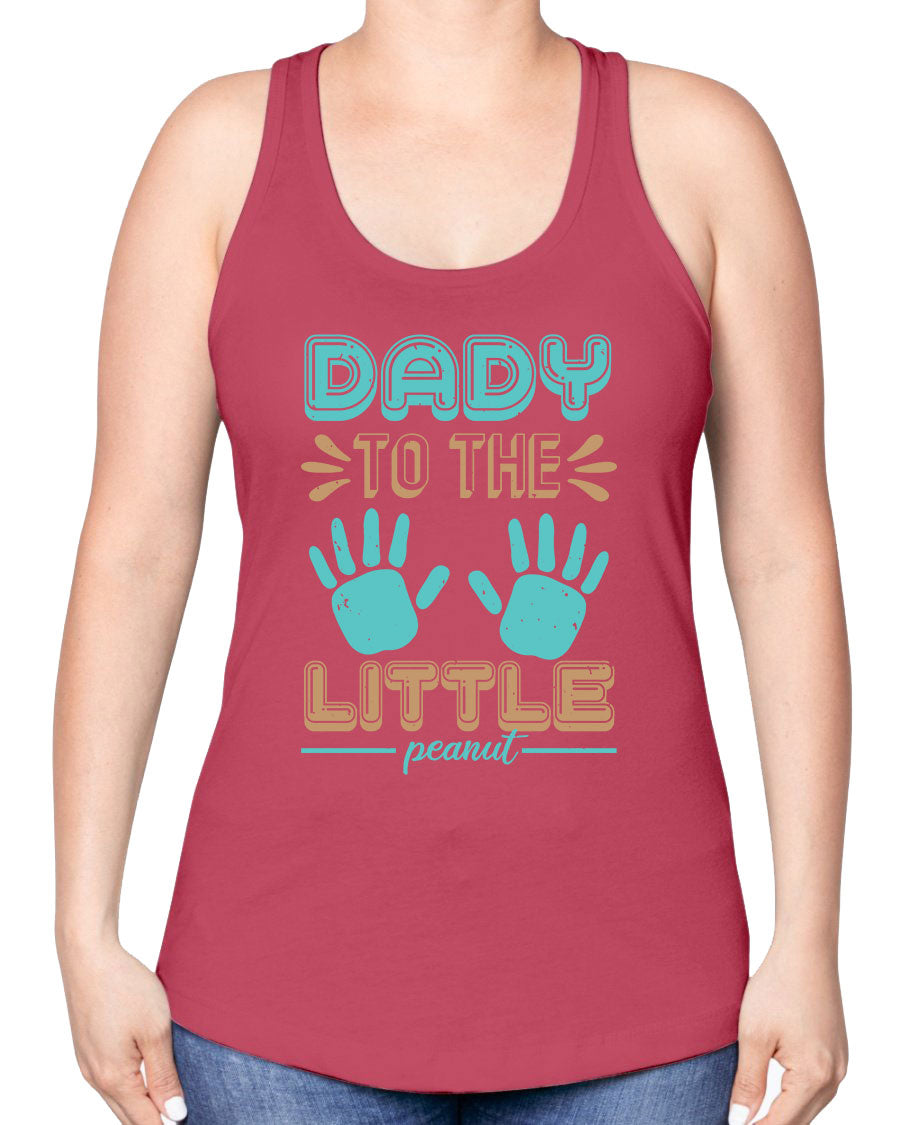 Dady to the Little Peanut Racerback Tank for baby shower, featuring a soft cotton-polyester blend and stylish design.