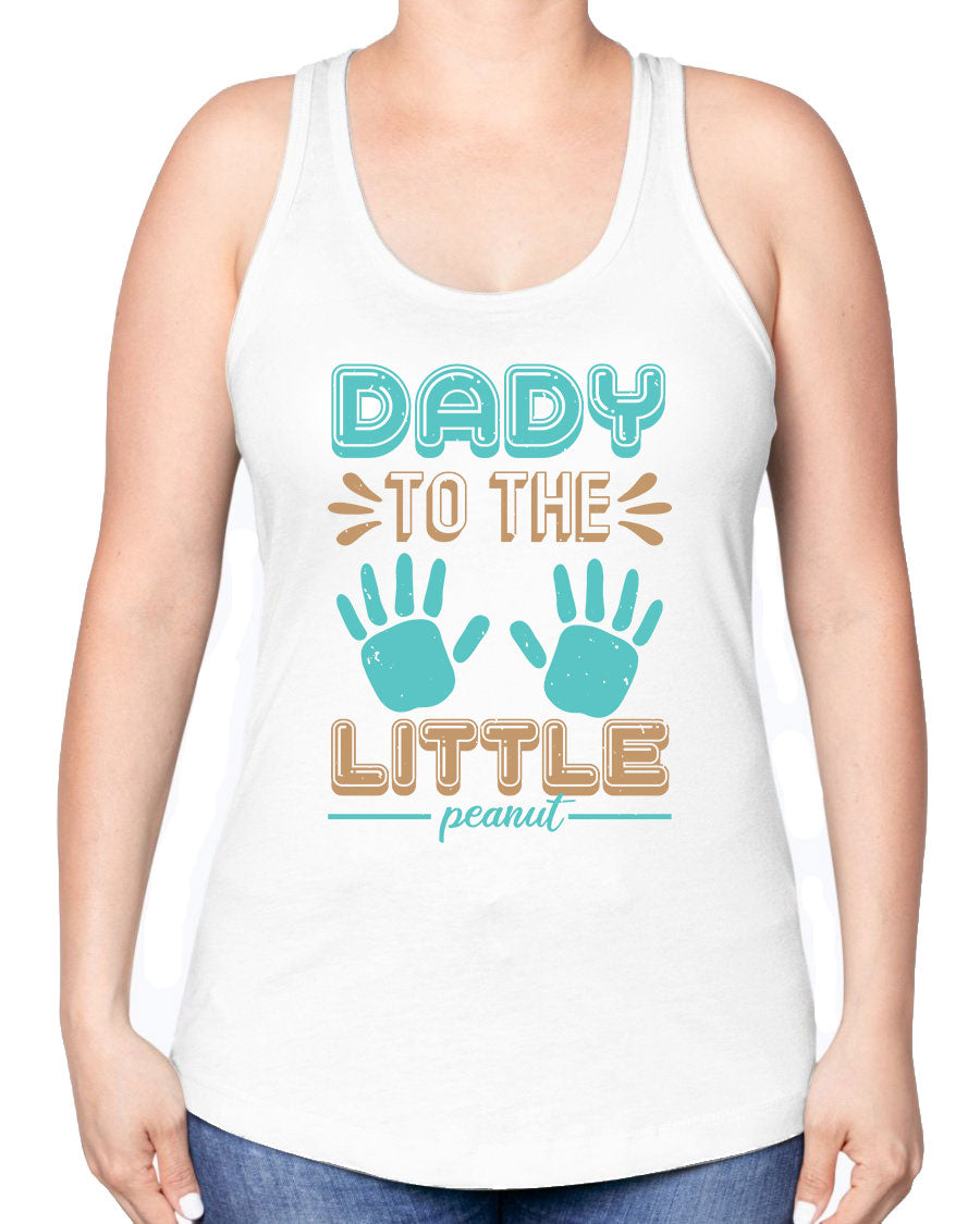 Dady to the Little Peanut Racerback Tank for baby shower, featuring a soft cotton-polyester blend and stylish design.