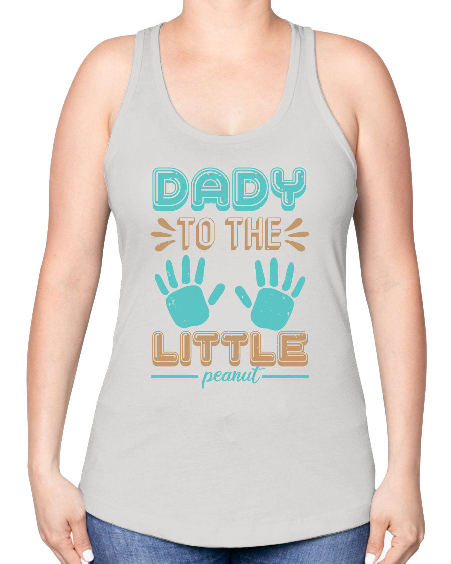 Dady to the Little Peanut Racerback Tank for baby shower, featuring a soft cotton-polyester blend and stylish design.