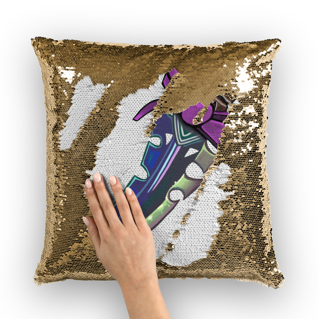 Dagger Sequin Cushion Cover featuring a colorful mermaid design with sequins that change color, perfect for home decor.