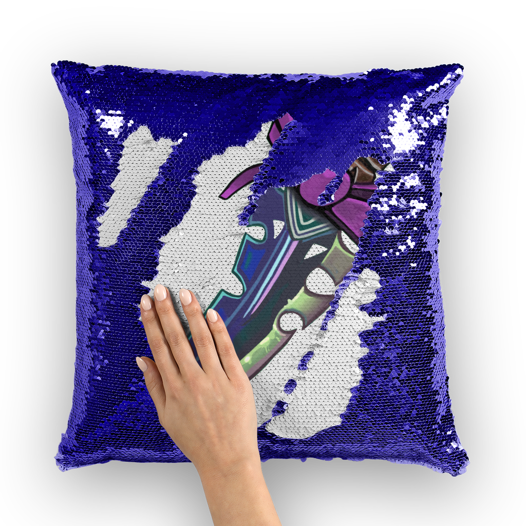 Dagger Sequin Cushion Cover featuring a colorful mermaid design with sequins that change color, perfect for home decor.