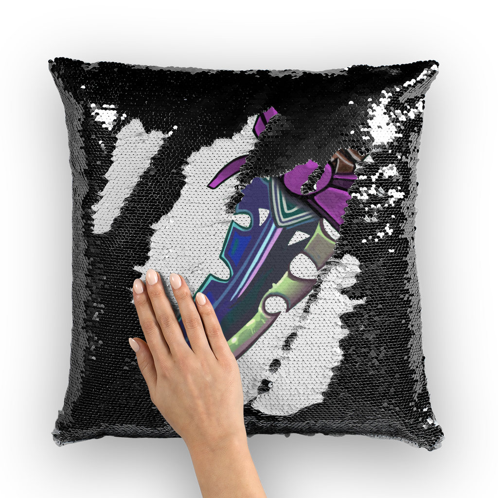 Dagger Sequin Cushion Cover featuring a colorful mermaid design with sequins that change color, perfect for home decor.