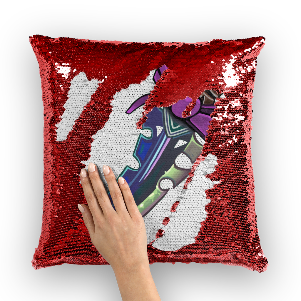 Dagger Sequin Cushion Cover featuring a colorful mermaid design with sequins that change color, perfect for home decor.