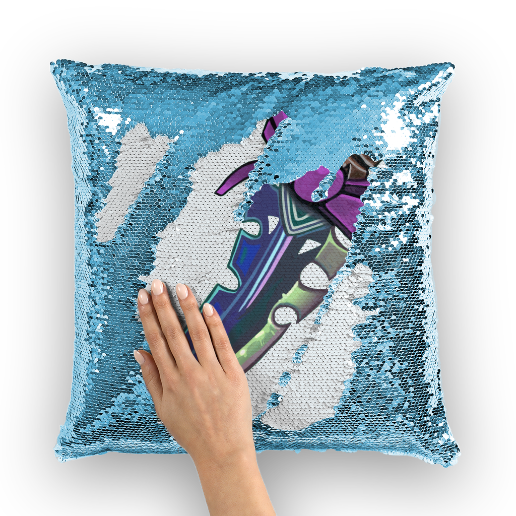 Dagger Sequin Cushion Cover featuring a colorful mermaid design with sequins that change color, perfect for home decor.