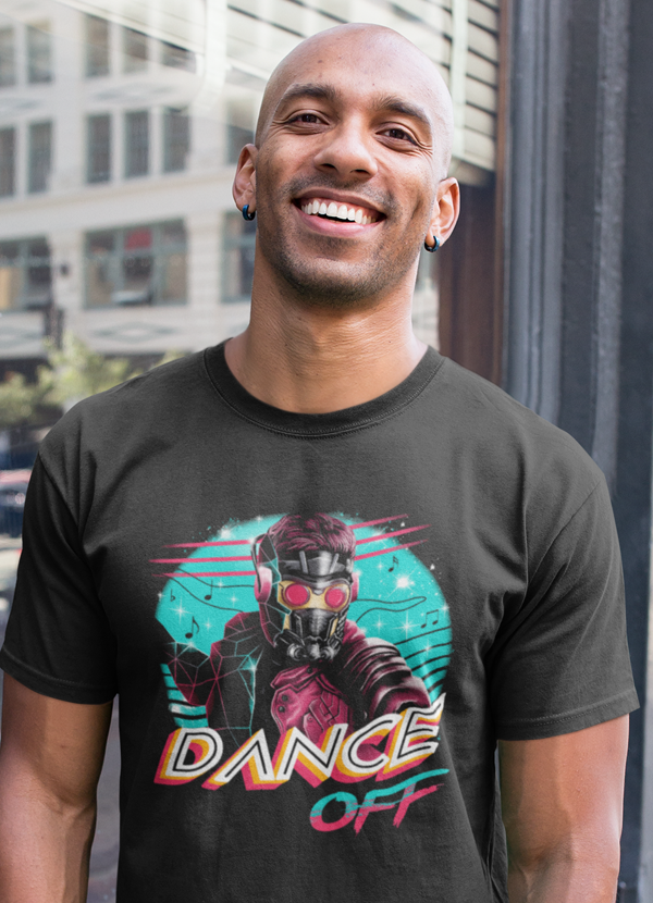 Dance Off T-shirt made from soft ringspun cotton featuring unique artistic designs.