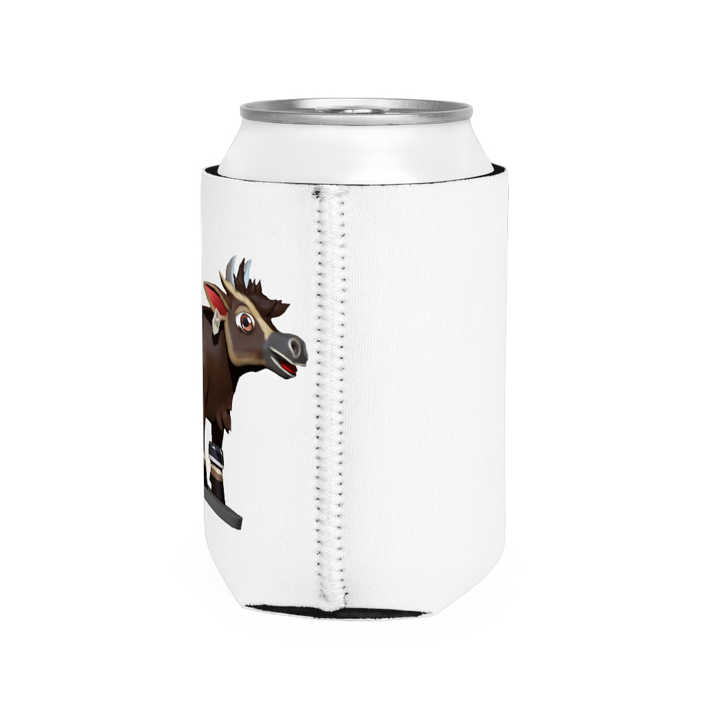 Dark Brown Cow Can Cooler Sleeve made of durable neoprene, featuring a stylish cow design, perfect for standard 12 oz cans.