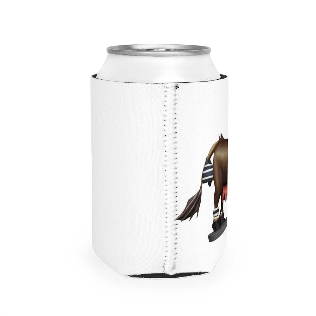 Dark Brown Cow Can Cooler Sleeve made of durable neoprene, featuring a stylish cow design, perfect for standard 12 oz cans.