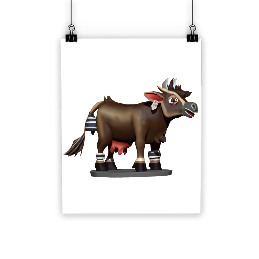 Dark Brown Cow Classic Poster featuring vibrant colors on semi-gloss paper, ideal for indoor and outdoor display.