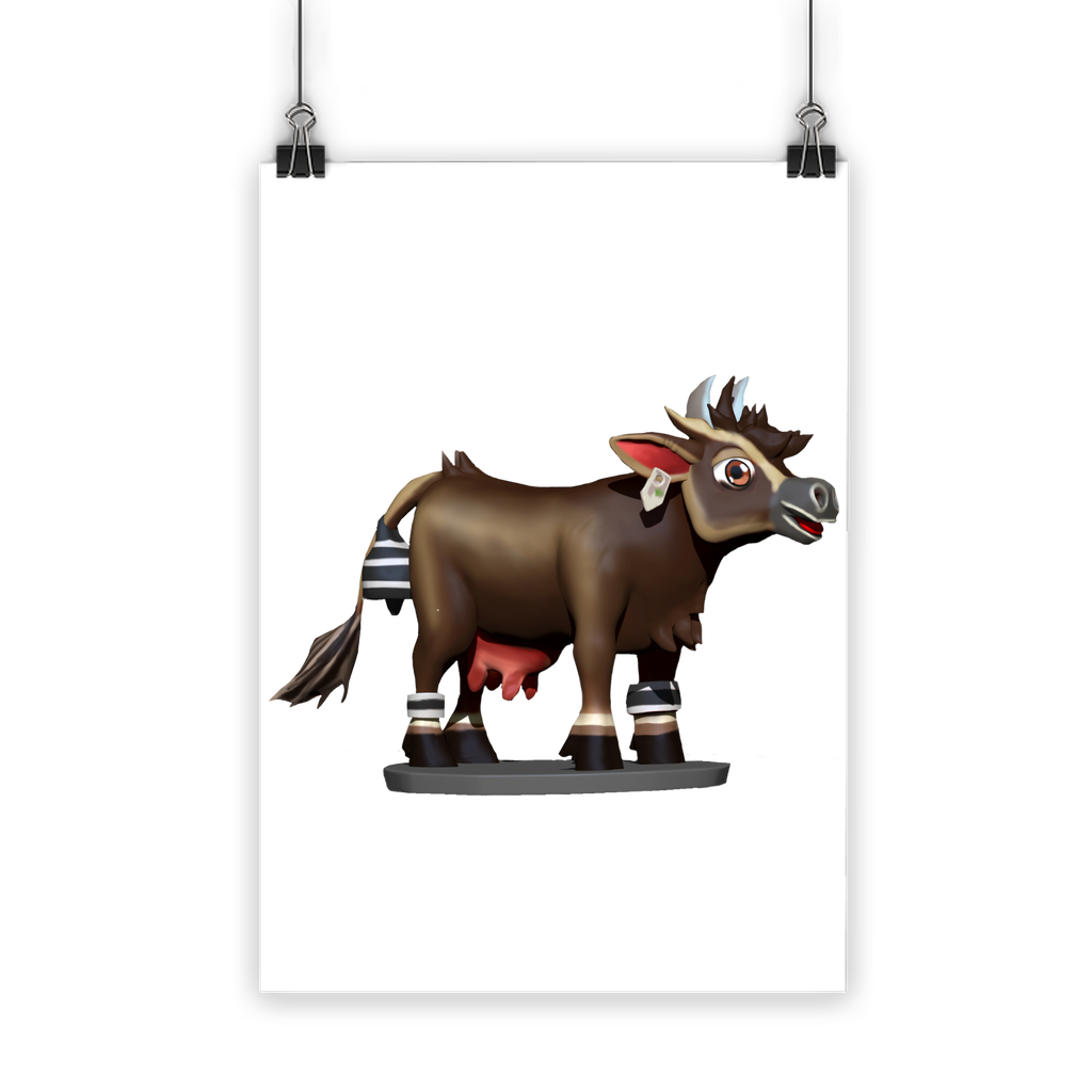 Dark Brown Cow Classic Poster featuring vibrant colors on semi-gloss paper, ideal for indoor and outdoor display.