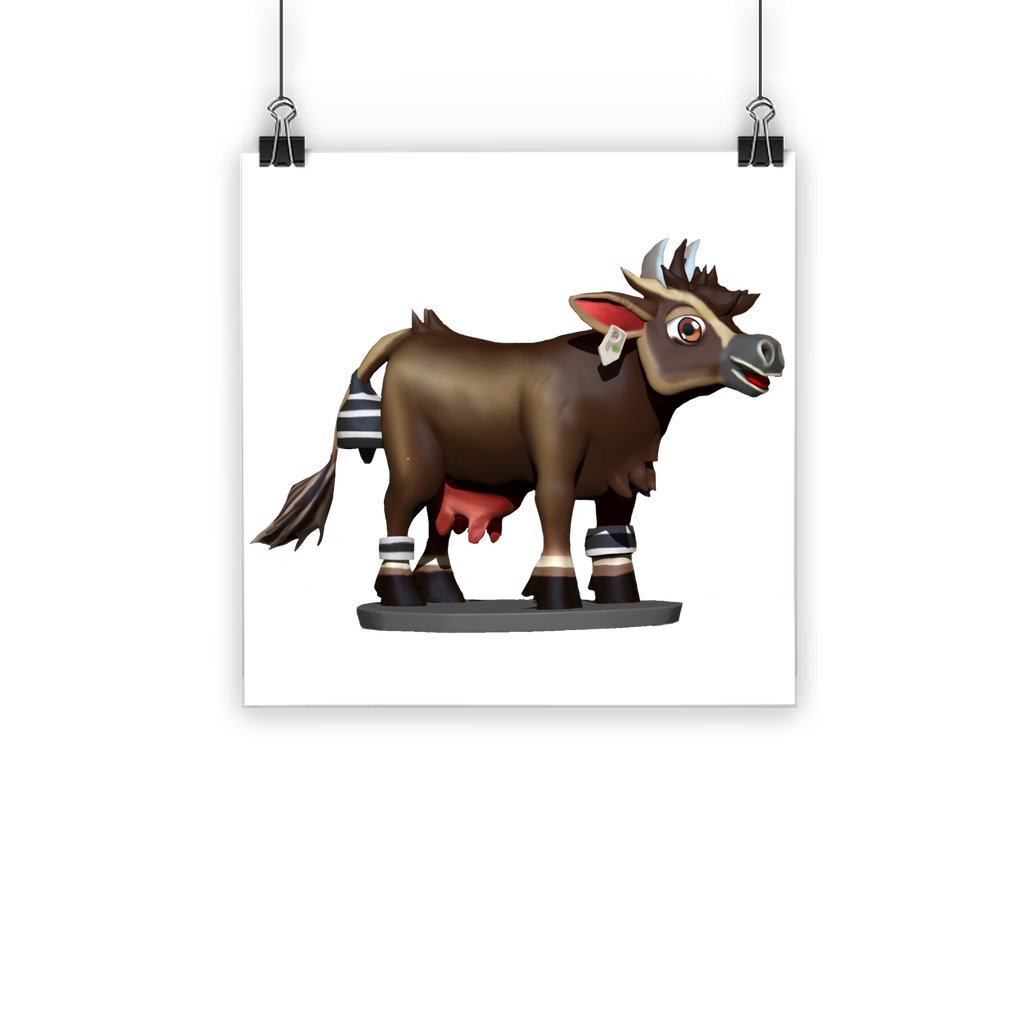 Dark Brown Cow Classic Poster featuring vibrant colors on semi-gloss paper, ideal for indoor and outdoor display.