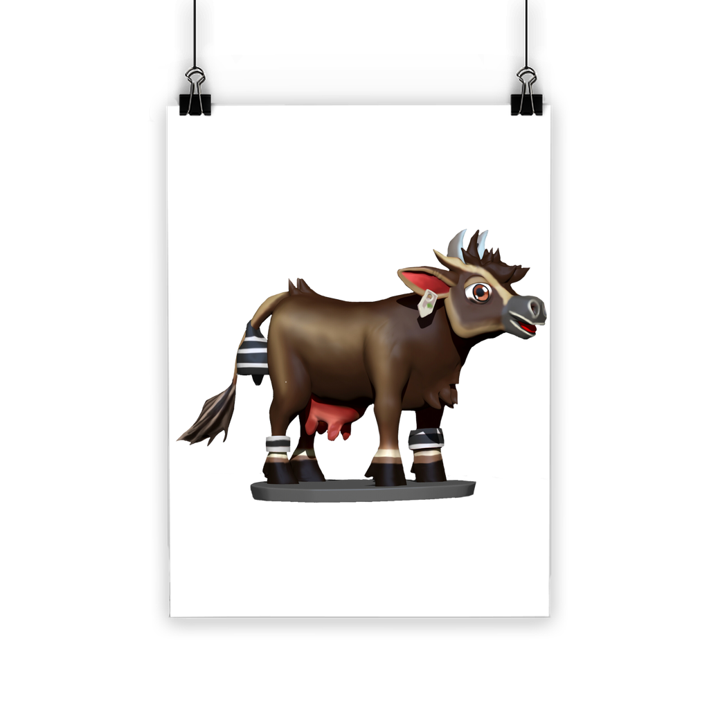 Dark Brown Cow Classic Poster featuring vibrant colors on semi-gloss paper, ideal for indoor and outdoor display.