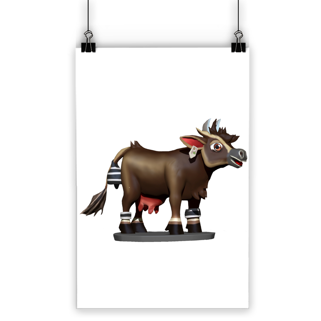 Dark Brown Cow Classic Poster featuring vibrant colors on semi-gloss paper, ideal for indoor and outdoor display.