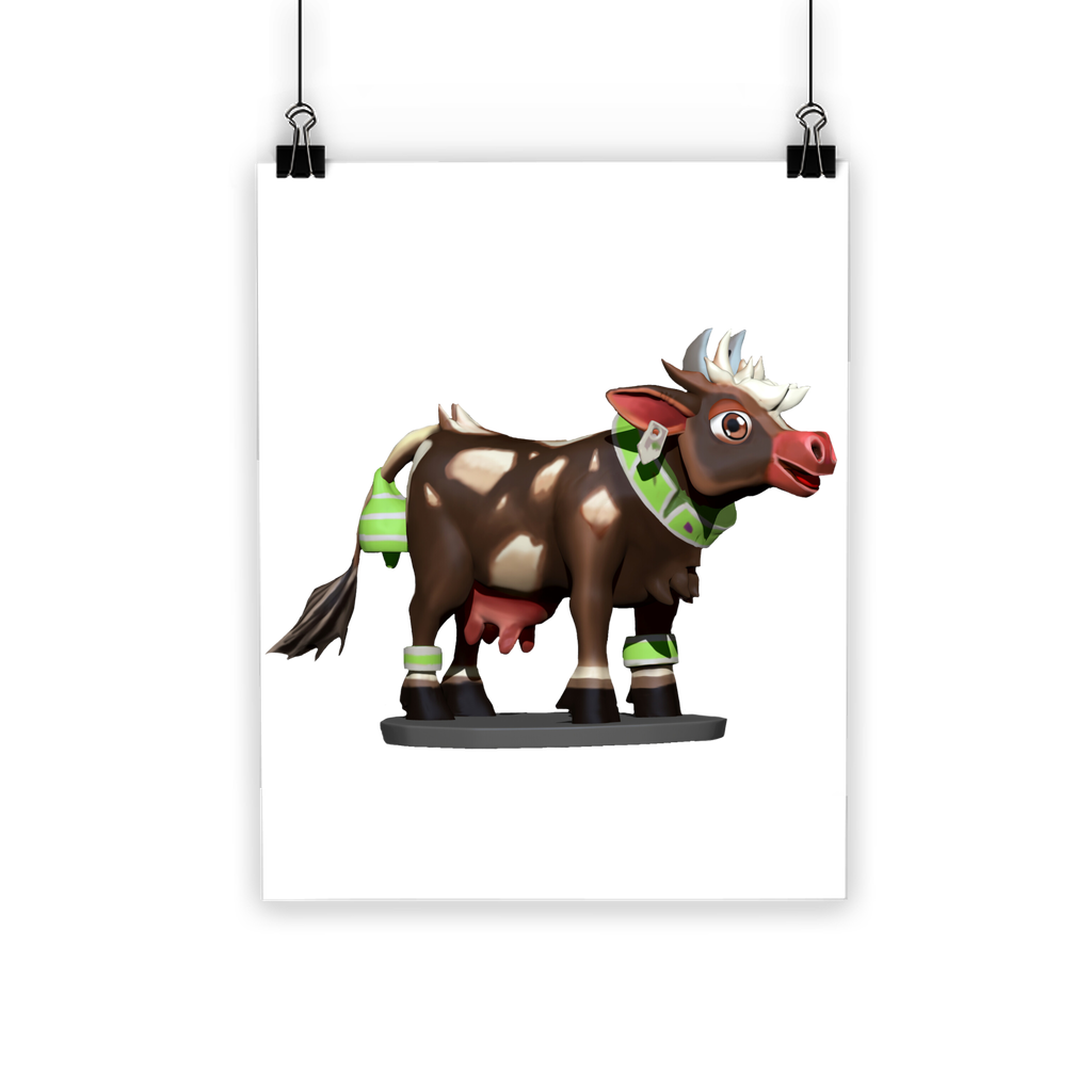 Dark Brown Cow Classic Poster featuring vibrant colors on semi-gloss paper, ideal for indoor and outdoor display.