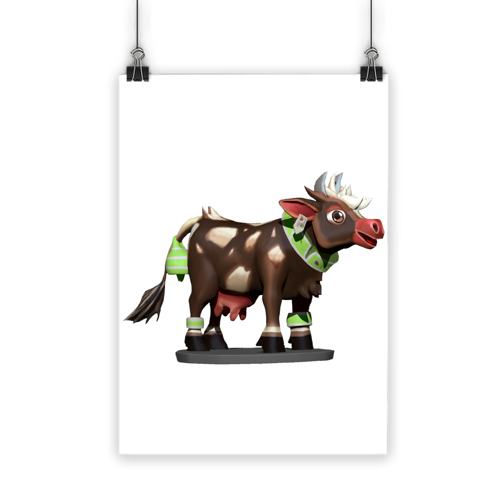 Dark Brown Cow Classic Poster featuring vibrant colors on semi-gloss paper, ideal for indoor and outdoor display.