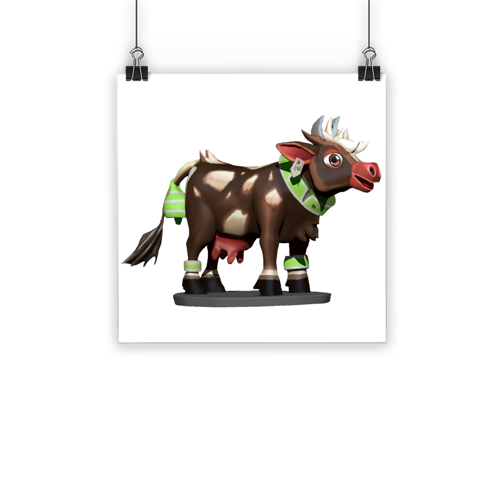 Dark Brown Cow Classic Poster featuring vibrant colors on semi-gloss paper, ideal for indoor and outdoor display.