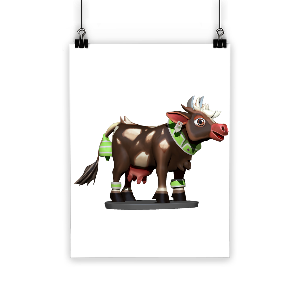 Dark Brown Cow Classic Poster featuring vibrant colors on semi-gloss paper, ideal for indoor and outdoor display.