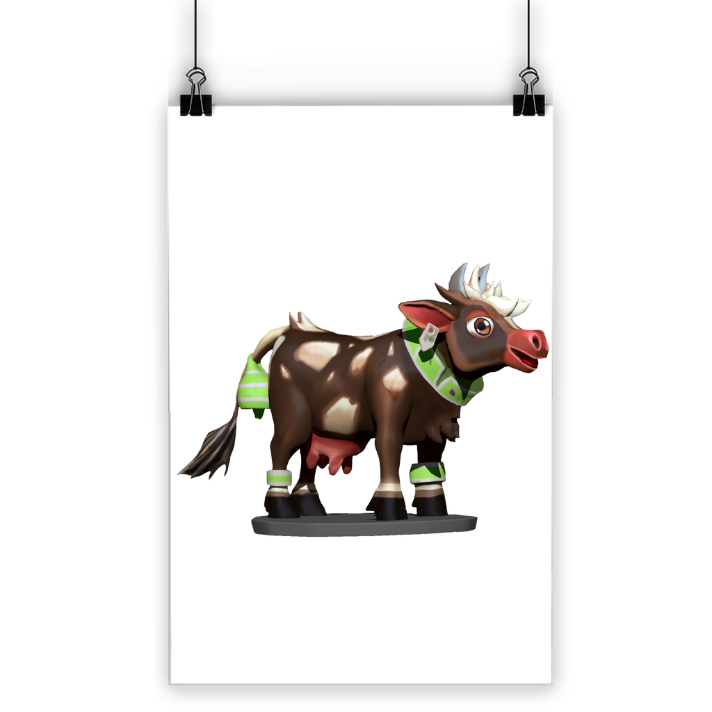 Dark Brown Cow Classic Poster featuring vibrant colors on semi-gloss paper, ideal for indoor and outdoor display.