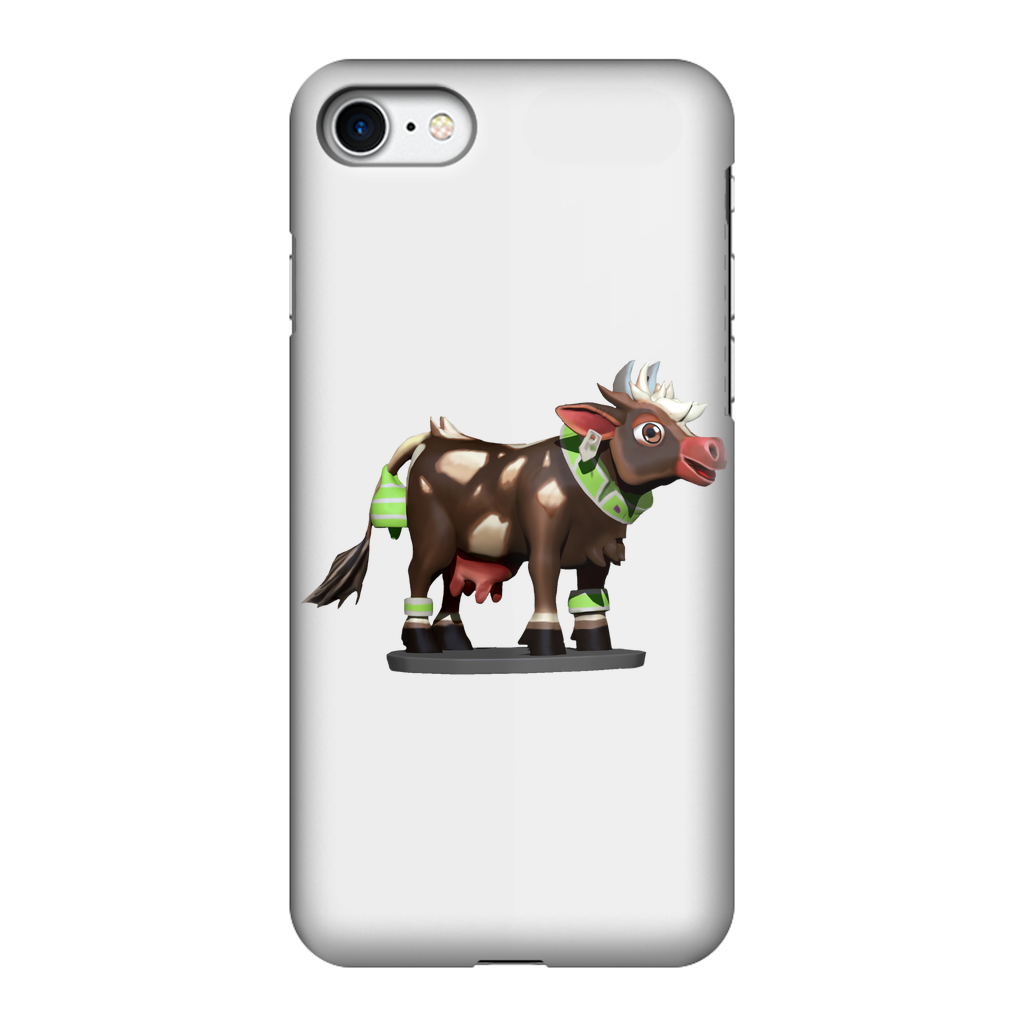 Dark Brown Cow Fully Printed Tough Phone Case showcasing a unique cow print design with durable rubber and hard shell construction.