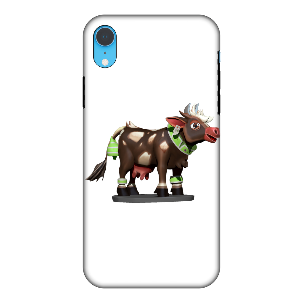 Dark Brown Cow Fully Printed Tough Phone Case showcasing a unique cow print design with durable rubber and hard shell construction.