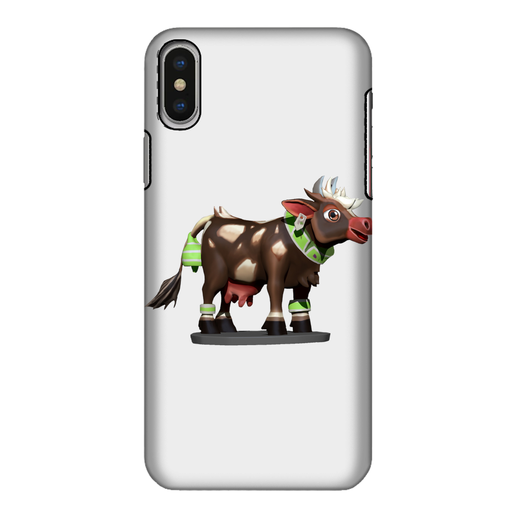 Dark Brown Cow Fully Printed Tough Phone Case showcasing a unique cow print design with durable rubber and hard shell construction.