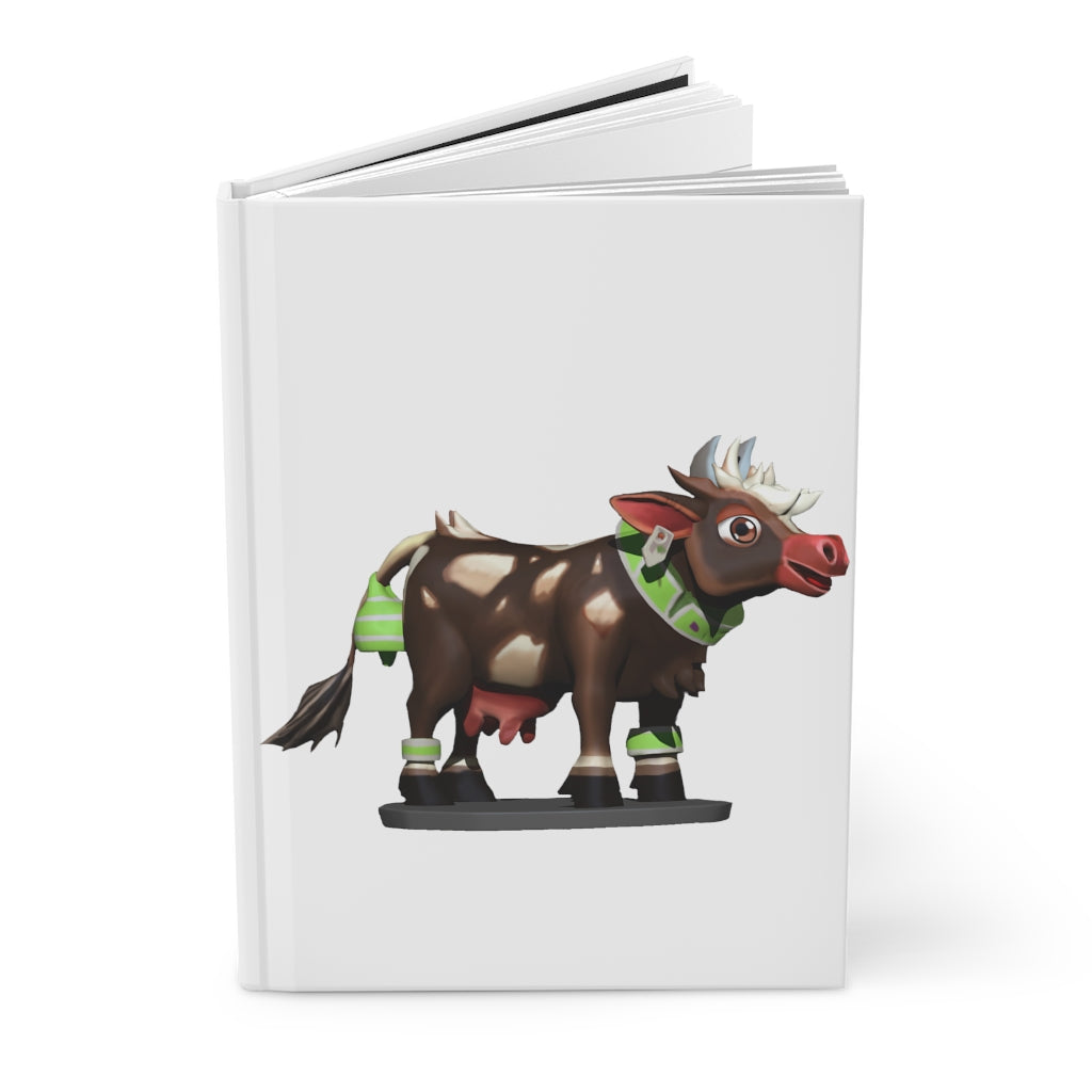 Dark Brown Cow Hardcover Journal with matte finish, customizable covers, and lined pages, ideal for personal journaling.