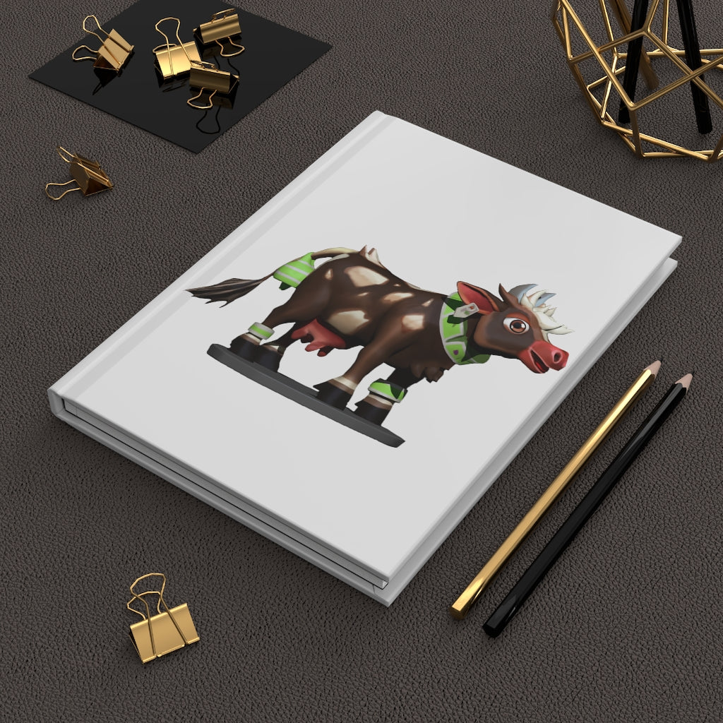 Dark Brown Cow Hardcover Journal with matte finish, customizable covers, and lined pages, ideal for personal journaling.