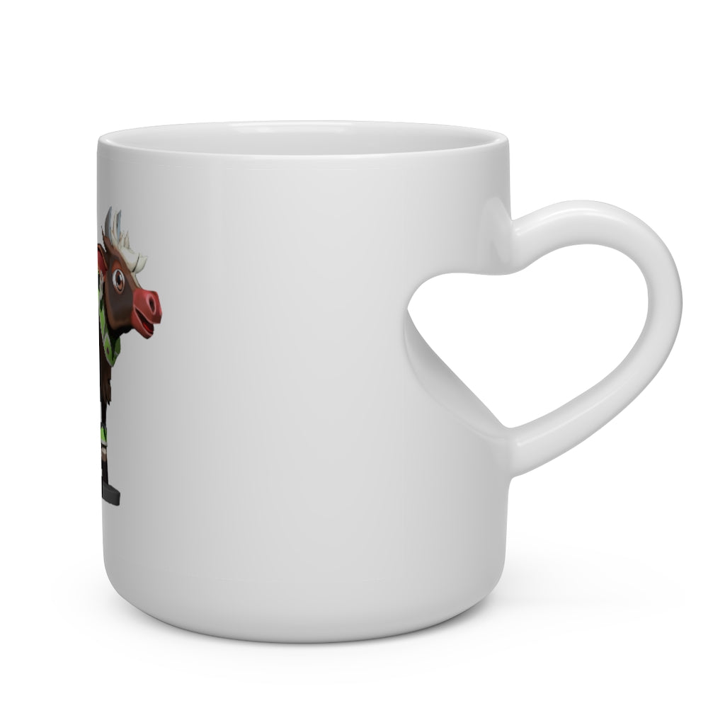 Dark Brown Cow Heart Shape Mug with a heart-shaped handle, perfect for hot beverages.