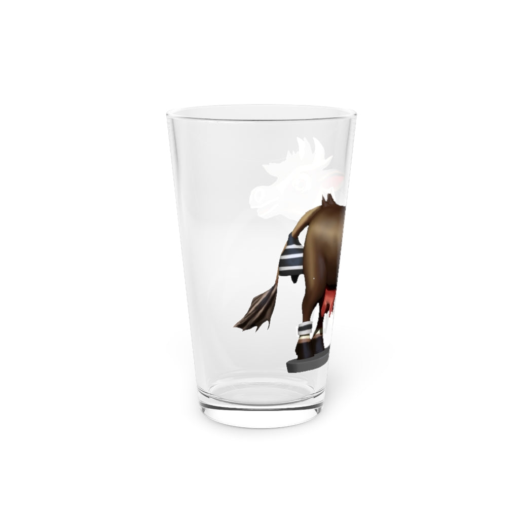 Dark Brown Cow Pint Glass, 16oz, clear glass with custom design options, perfect for beverages.