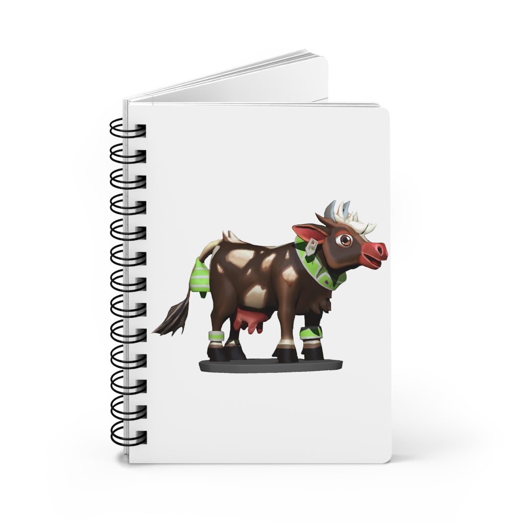 Dark Brown Cow Spiral Bound Journal with glossy laminated cover and lined pages, showcasing a stylish design.