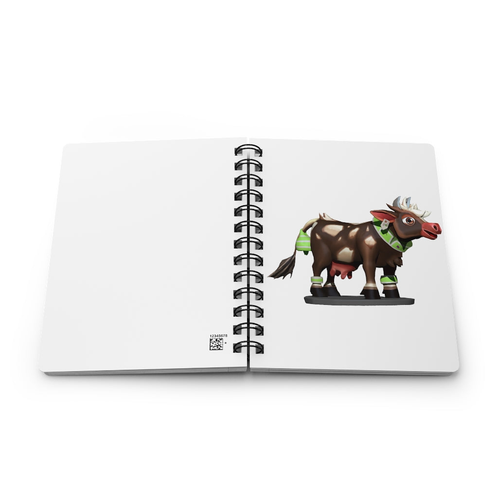 Dark Brown Cow Spiral Bound Journal with glossy laminated cover and lined pages, showcasing a stylish design.