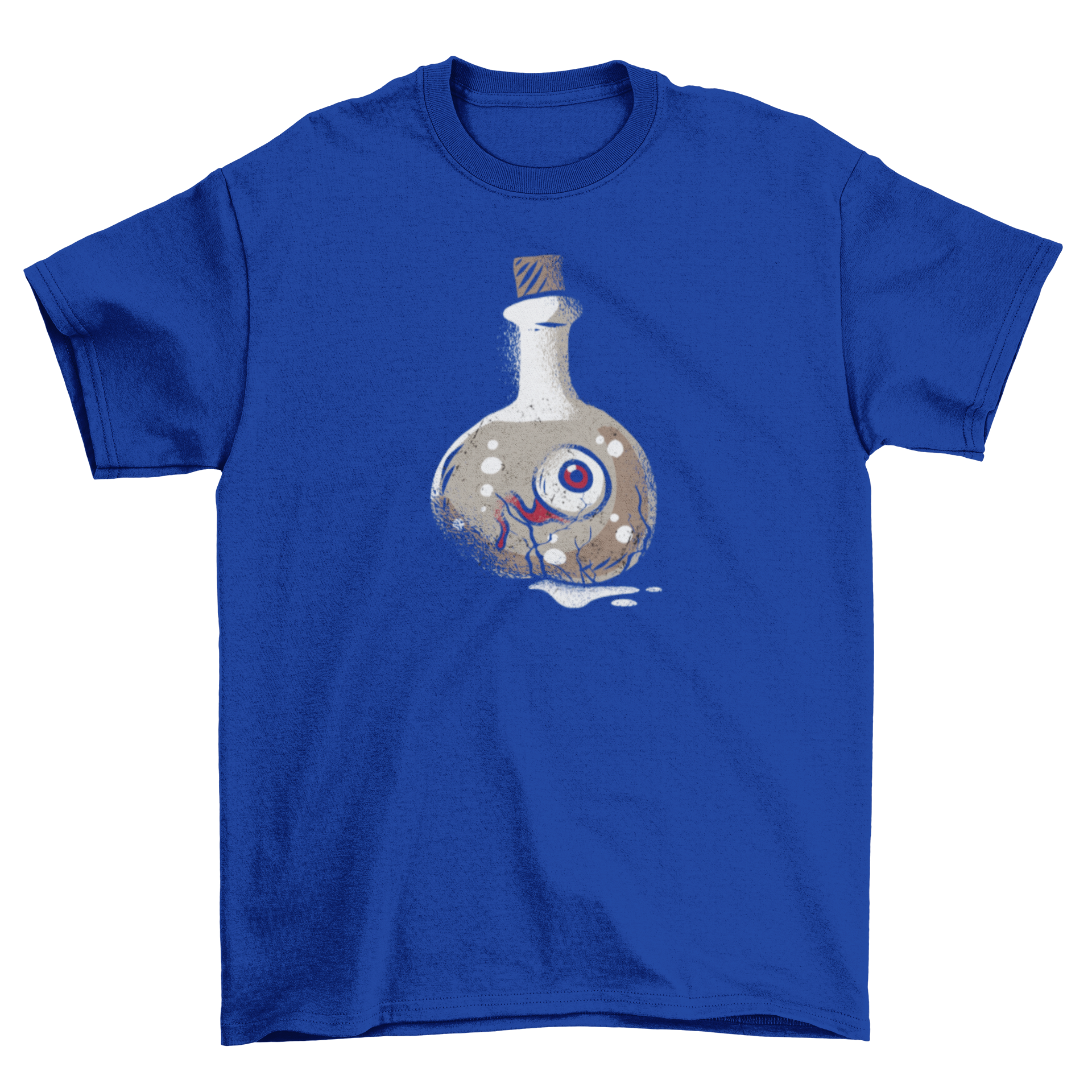 Dark Eye t-shirt featuring a cartoon design of a dark eyeball in a laboratory flask, perfect for Halloween.