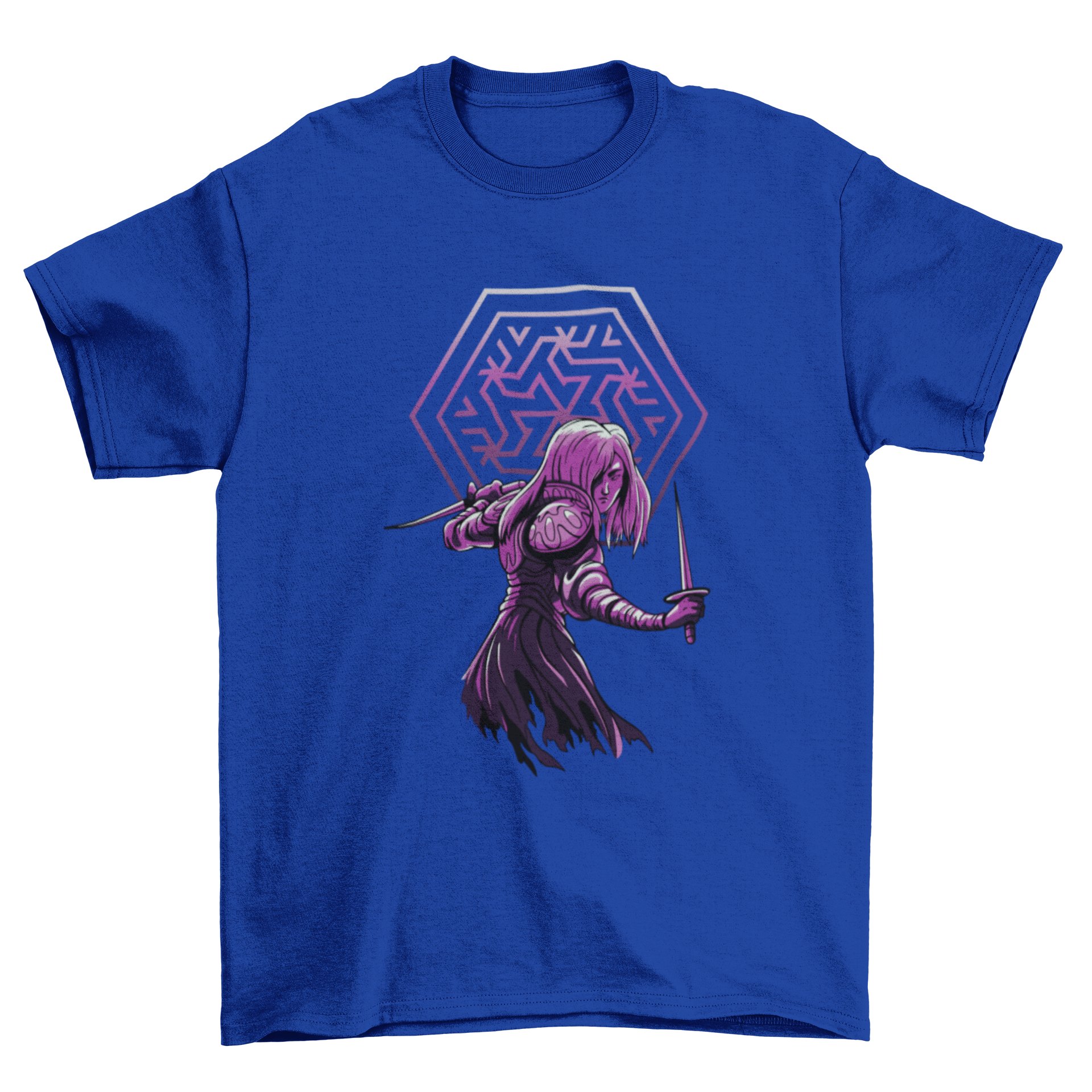 Dark fantasy rogue t-shirt featuring a detailed graphic of a rogue woman, showcasing her adventurous spirit.