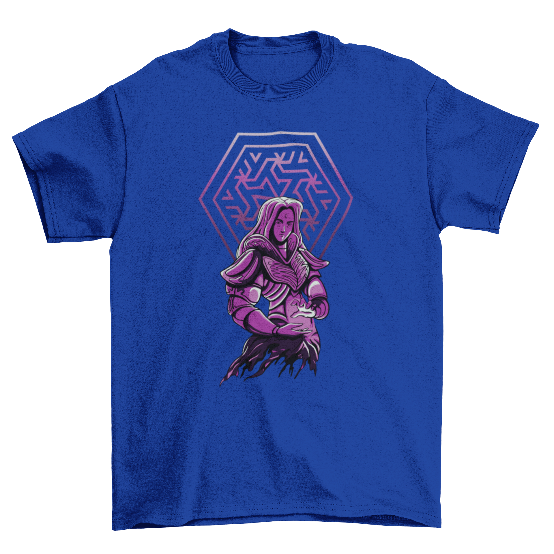 A stylish dark fantasy t-shirt featuring a beautifully illustrated sorceress in a mystical setting.