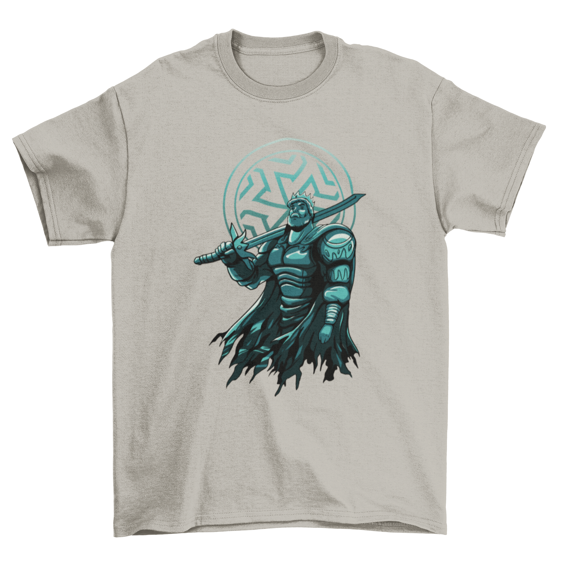 Dark King fantasy t-shirt featuring a regal figure in dark robes, showcasing intricate artwork and vibrant colors.