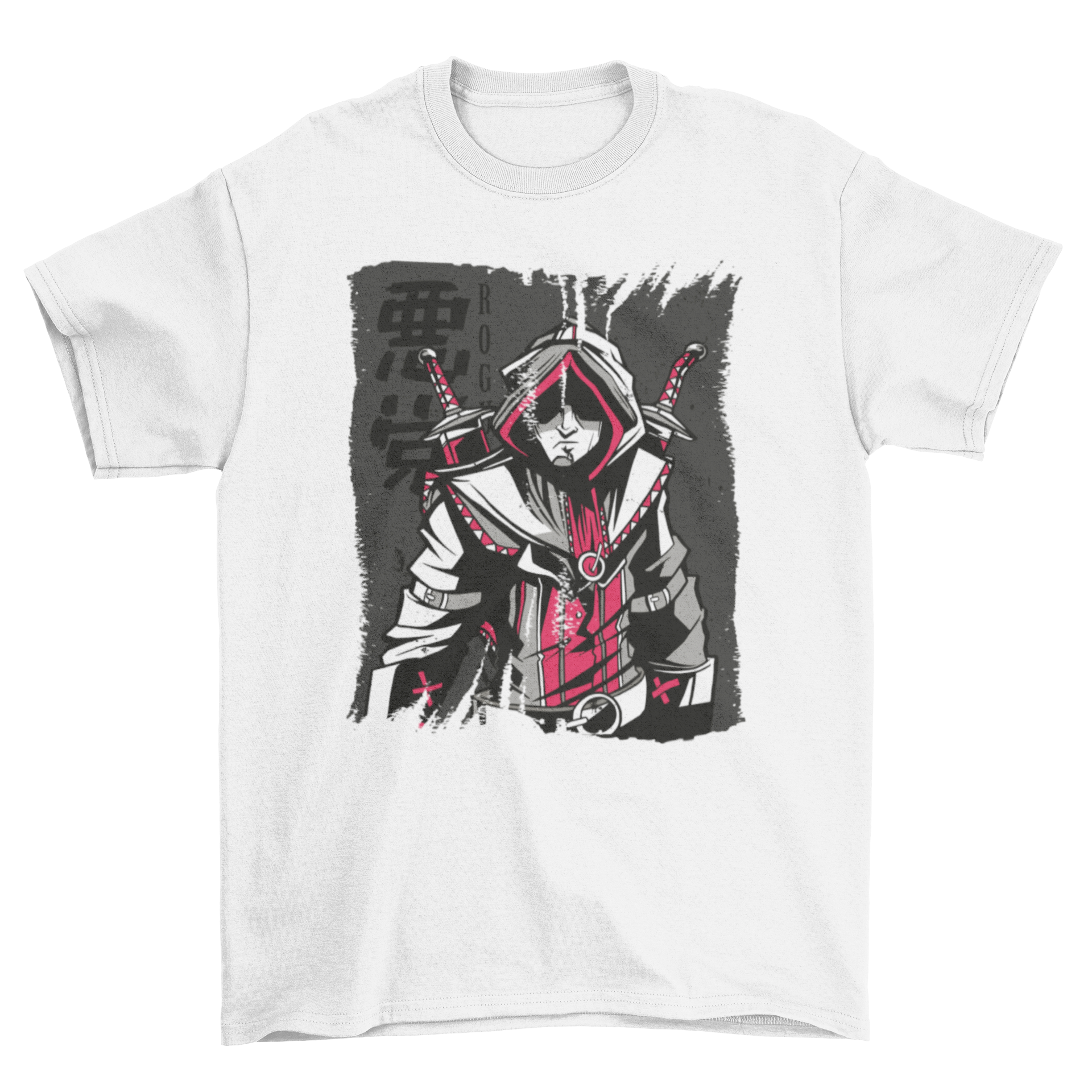 Dark Medieval Assassin T-shirt featuring a detailed assassin character design in a dark theme.