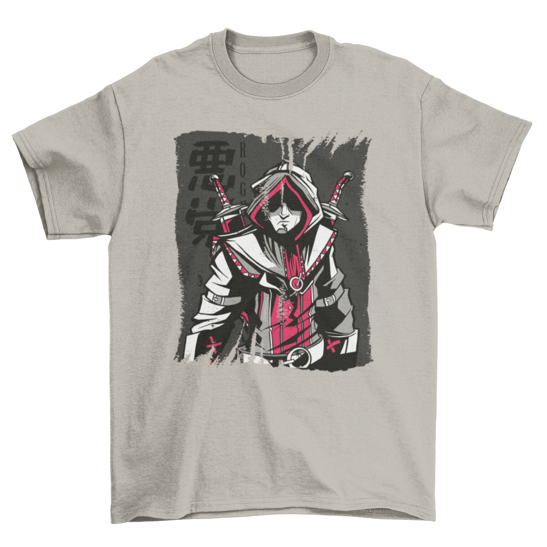 Dark Medieval Assassin T-shirt featuring a detailed assassin character design in a dark theme.