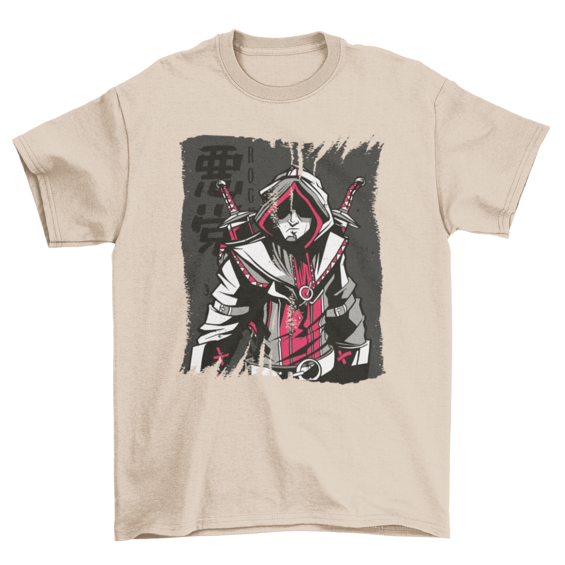 Dark Medieval Assassin T-shirt featuring a detailed assassin character design in a dark theme.