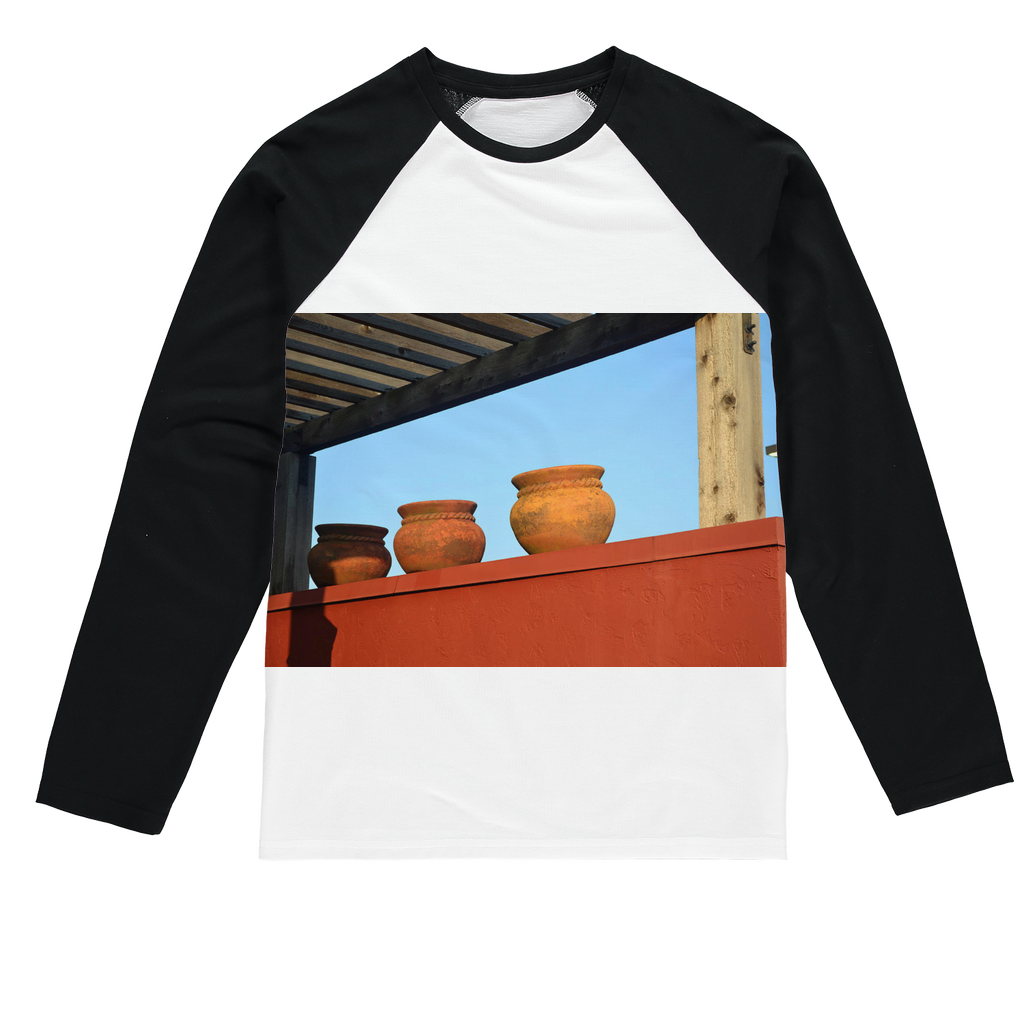 DecorativeVases Sublimation Baseball Long Sleeve T-Shirt featuring a crew neck and long sleeves, designed for sublimation printing with a stylish fit.