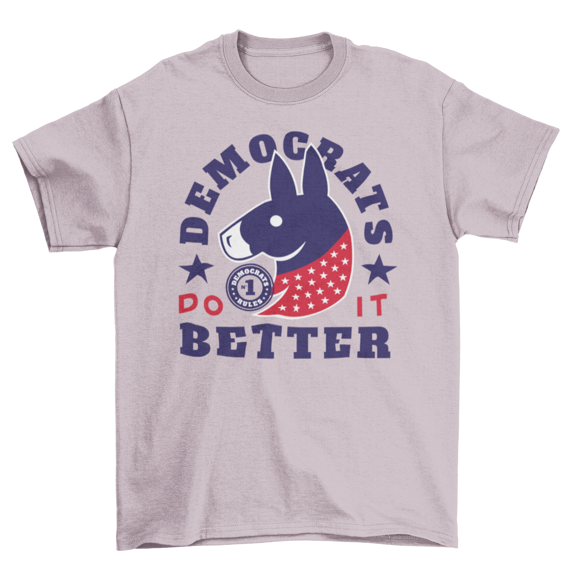 A stylish t-shirt featuring a donkey graphic and the quote 'Democrats do it better', perfect for political events.