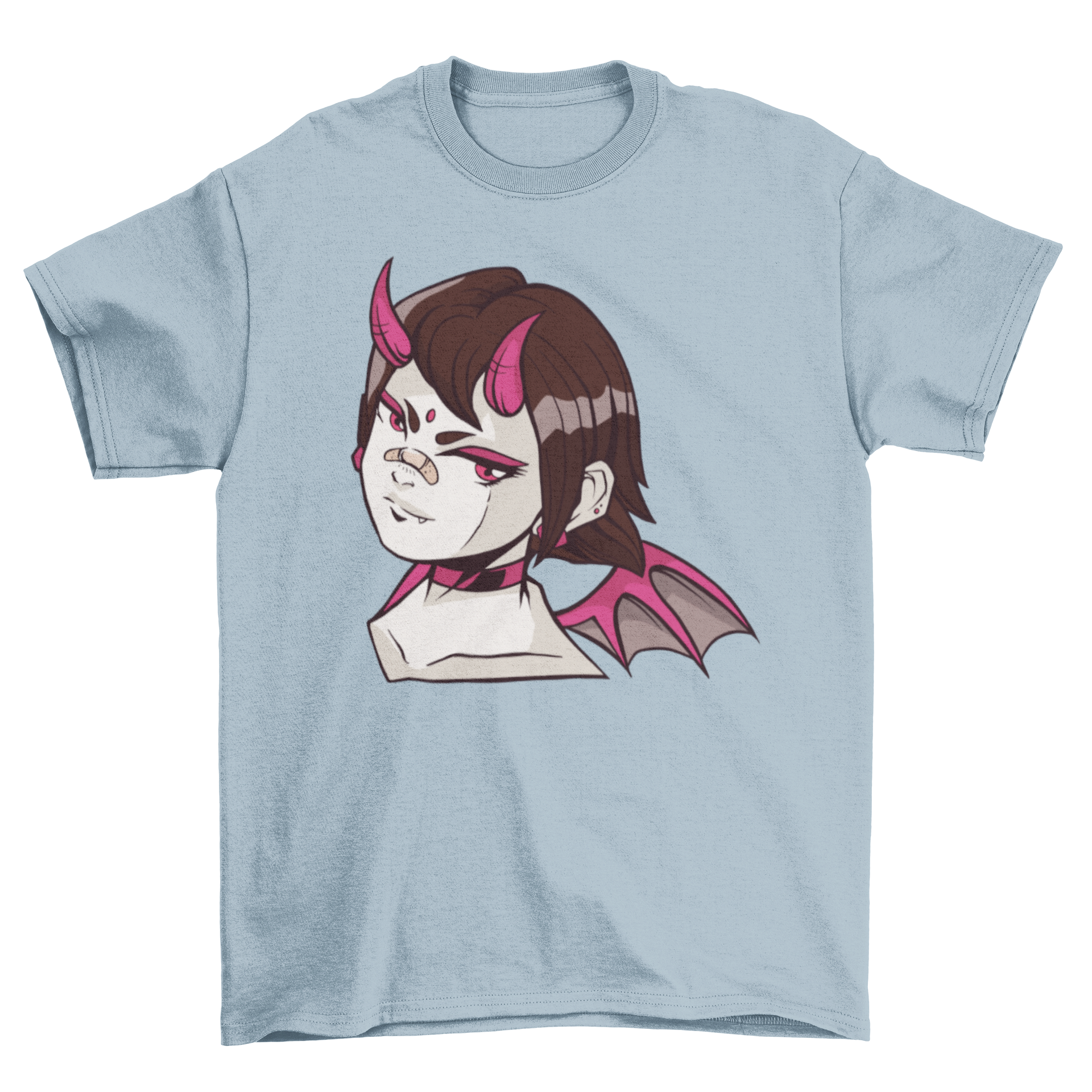 Demon girl anime t-shirt featuring a vibrant illustration of a demon girl in anime style, perfect for fans.