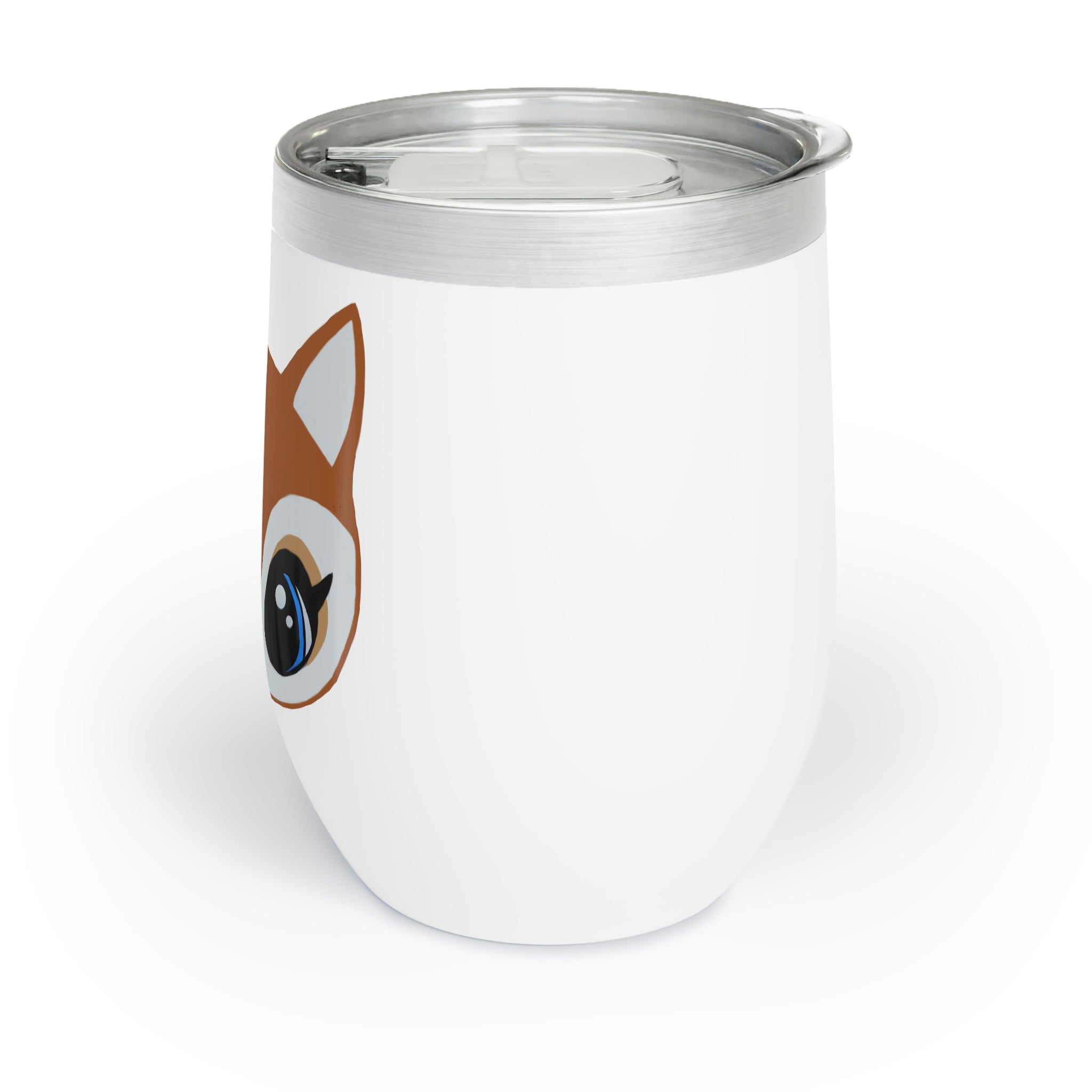 Deer Head Chill Wine Tumbler in stainless steel with a custom design, showcasing its double-insulated walls and stemless shape.