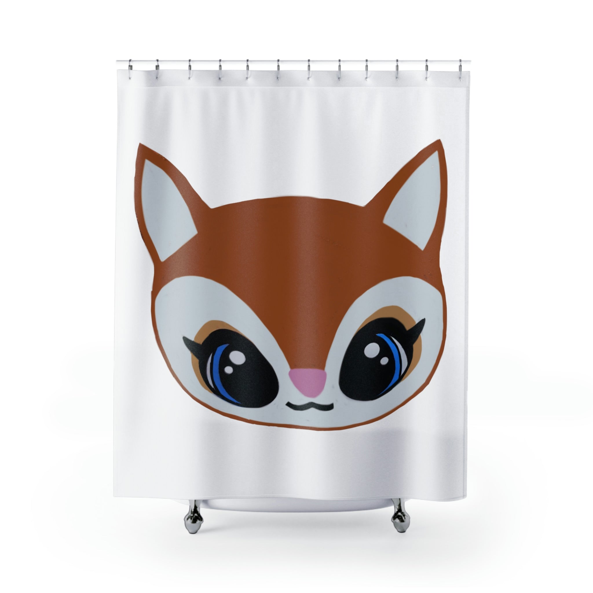 A stylish deer head shower curtain made of durable polyester, featuring a unique design perfect for enhancing bathroom decor.