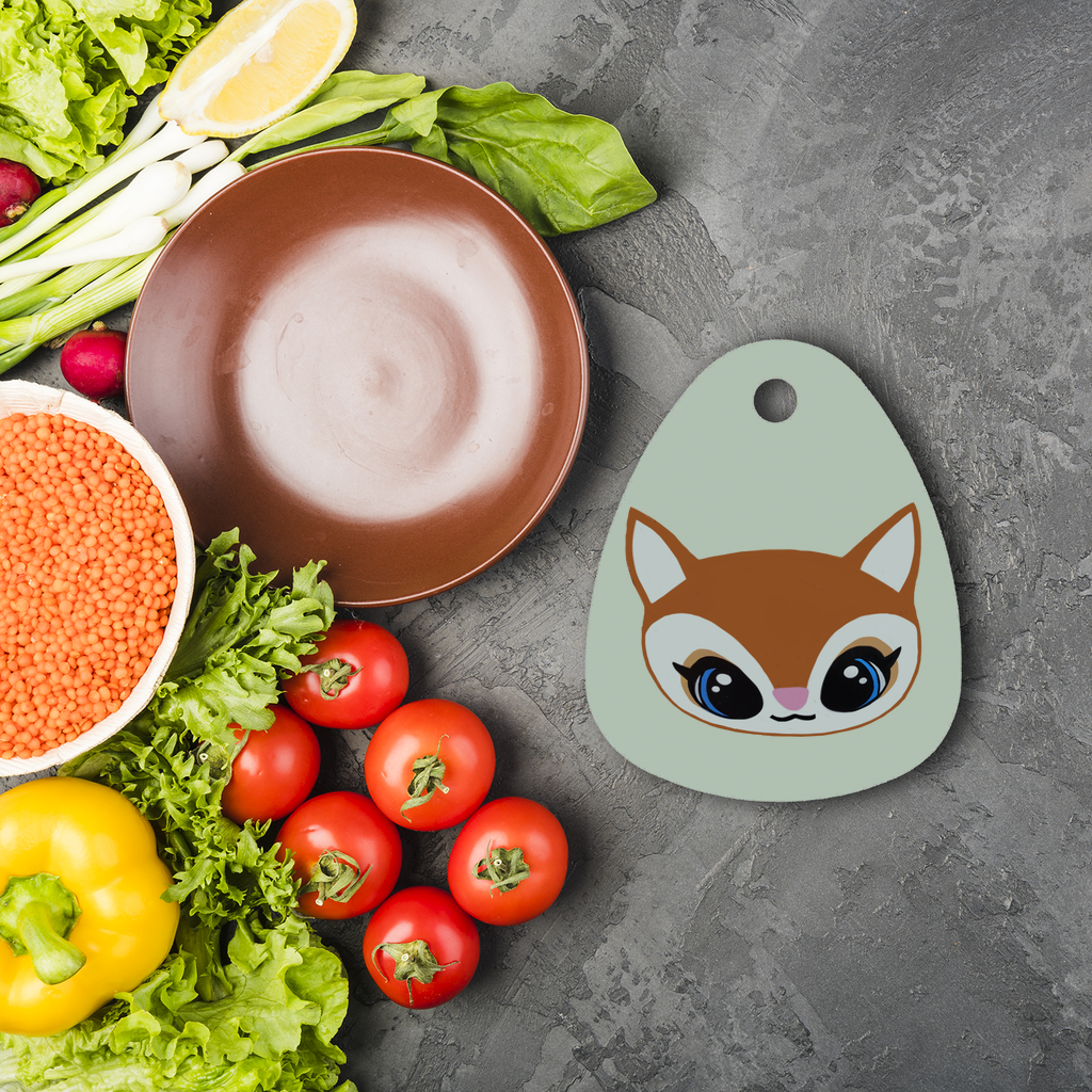 Deer Head Sublimation Glass Cutting Board with custom design, featuring a round shape and rubber feet for stability.