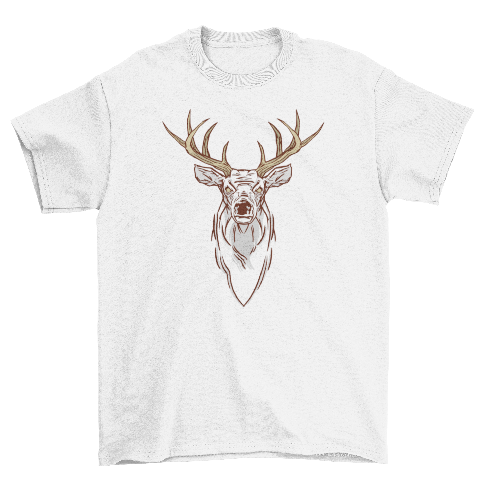 A stylish t-shirt featuring a hand-drawn deer head design, perfect for nature lovers.