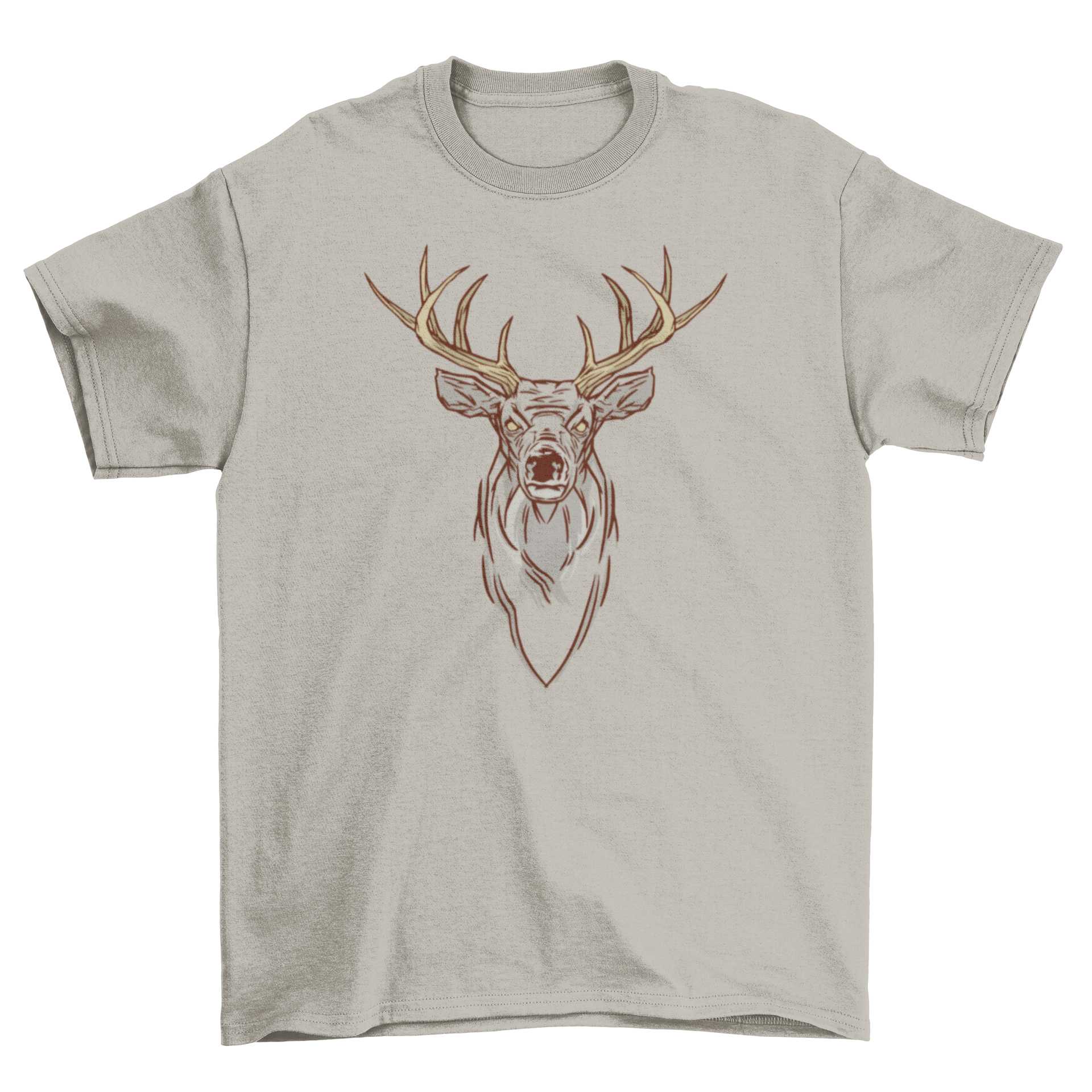 A stylish t-shirt featuring a hand-drawn deer head design, perfect for nature lovers.