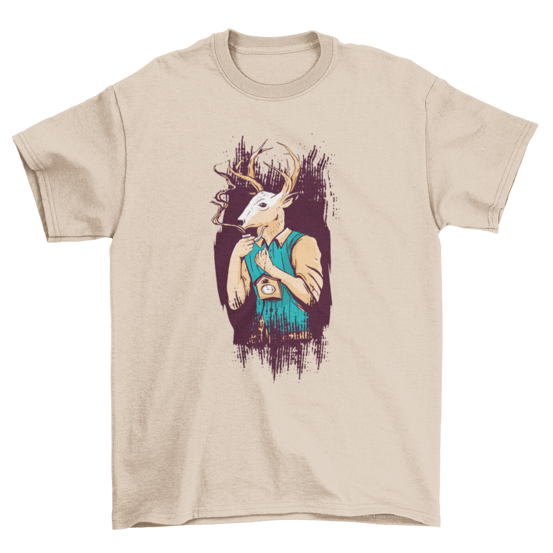 A stylish Deer Man T-shirt featuring a unique graphic design of a deer-man, perfect for casual wear.