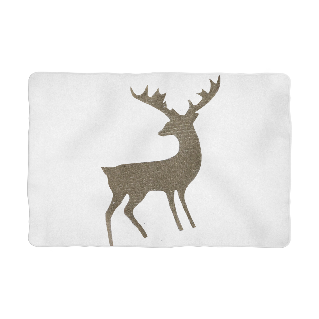 Cozy Deer Sublimation Pet Blanket made from 100% polyester fleece, featuring a stylish deer print and a white back.