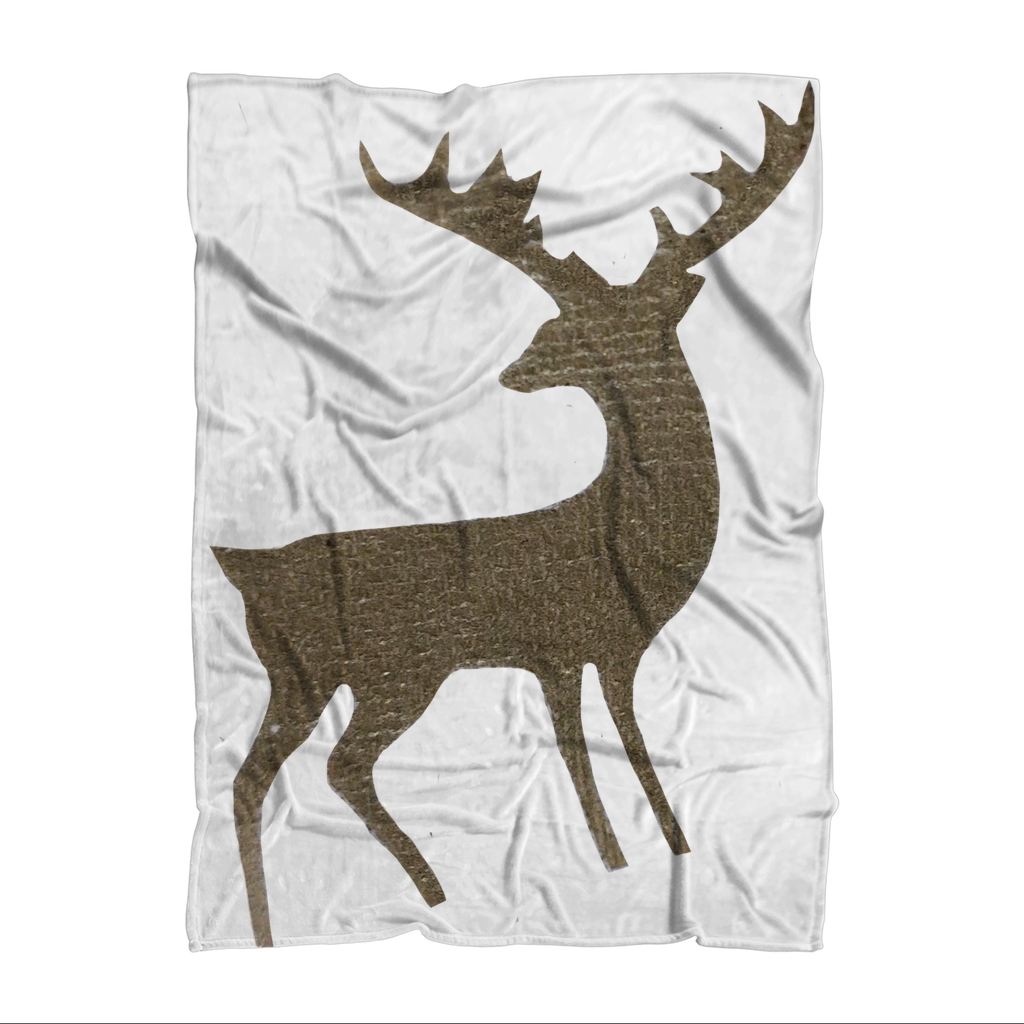 Deer Sublimation Throw Blanket featuring a vibrant deer design on soft polar fleece fabric, perfect for cozying up.